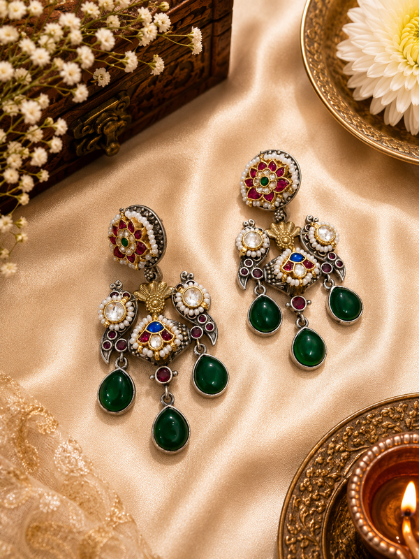 Nisha pachi Kundan earrings