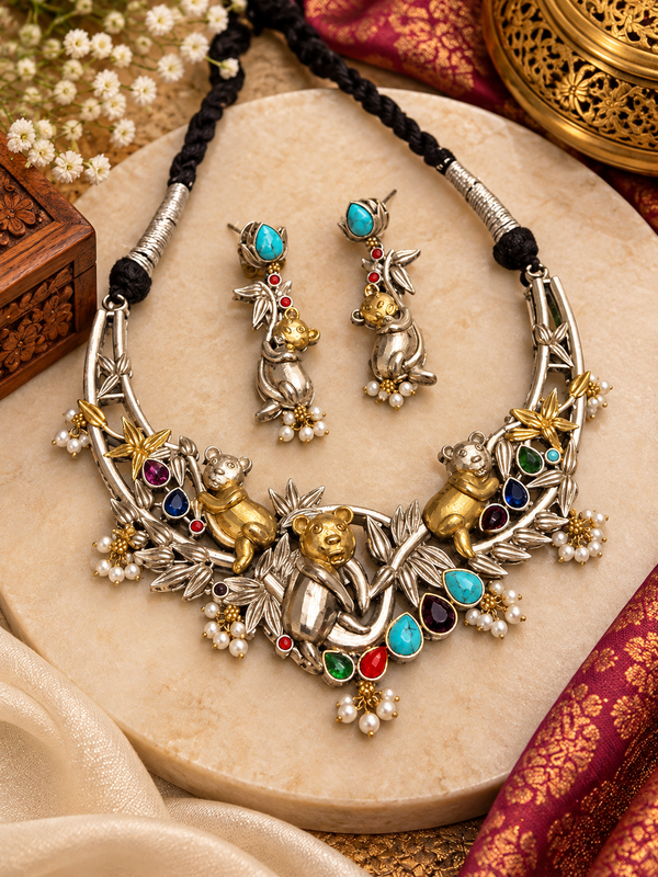 Tow tone rabbit hasli choker
