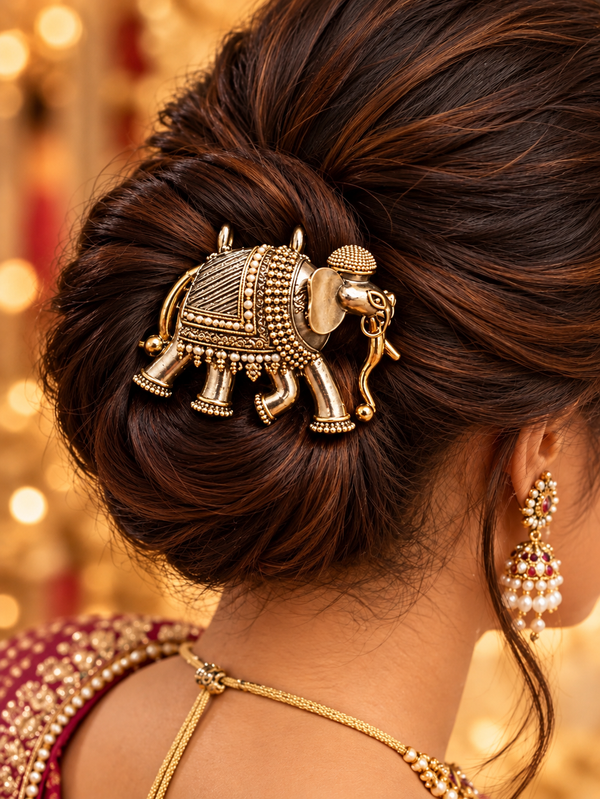 Two tone elephant hair pin