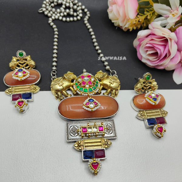 SAIYYAN LONG NECKLACE(KESARIYA) image 0