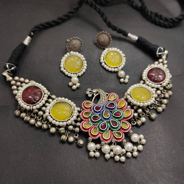 MULTI STONE MOR NECKLACE image 0