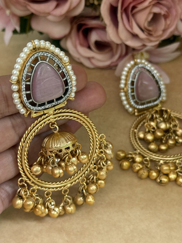 A-KANHA GOLD KUNDAN EARINGS image 0