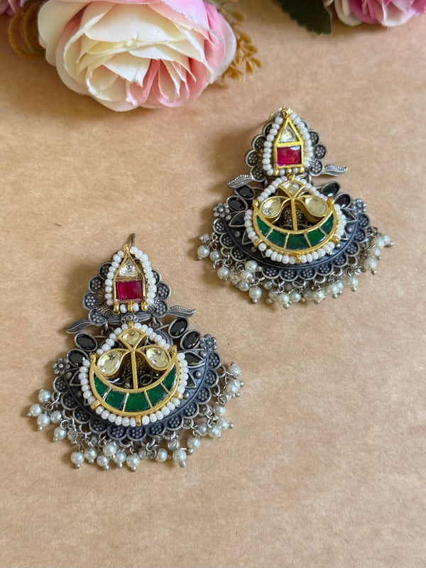 LILA PACHI KUNDAN EARINGS image 0