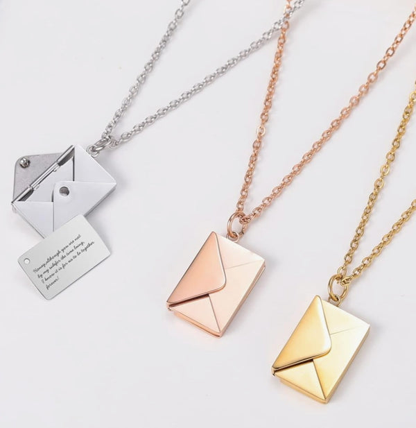 A-Love Letter Envelope Pendant Necklace Customized Stainless Steel Jewelry Confession Love You image 1