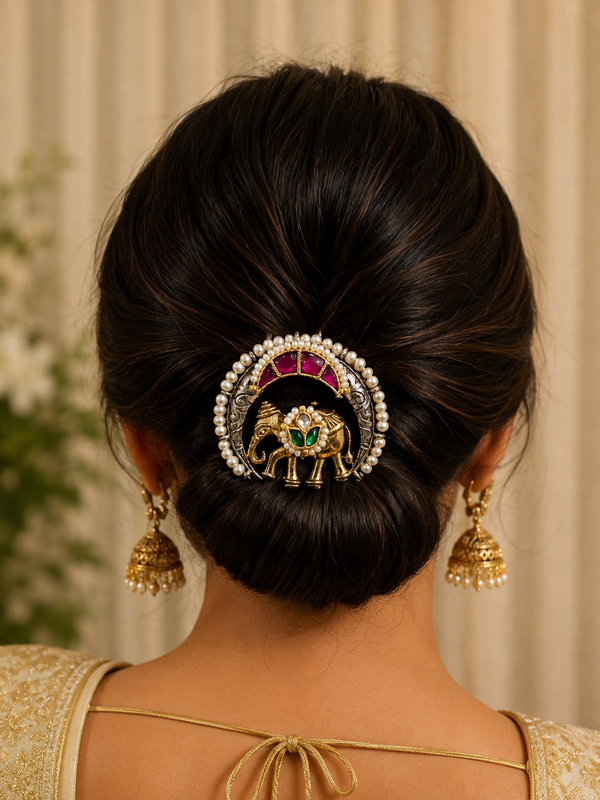 Pachi Kundan hair broch