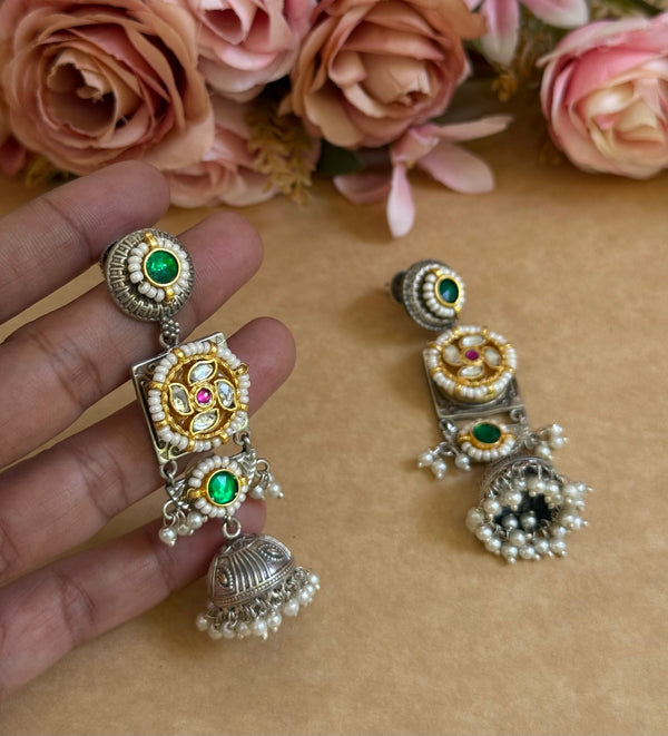 CHAKRA PACHI KUNDAN EARINGS image 0