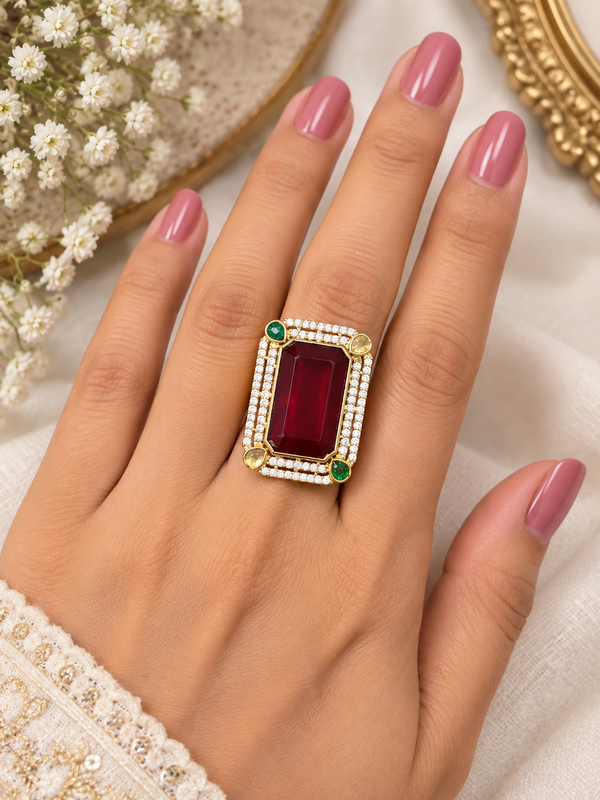  Maroon stone ring