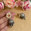 SAFED CHAKRA PACHI KUNDAN EARINGS image 0