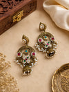 Golden brahm Pachi Kundan earrings