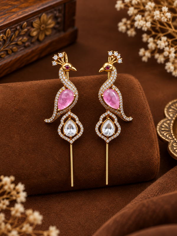 Peacock  needle ear cuff