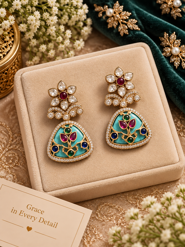 Turquoise statement earrings
