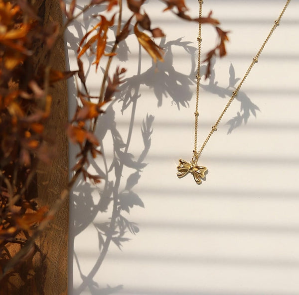 A-Gold Necklace for Women Boho Rhinestone Bow Necklace Sparkling Choker Necklace Fashion Bow Crystal Pendant Necklace Christmas Gifts Trendy Jewelry image 2
