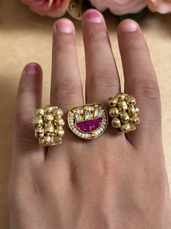 KUNDAN DOUBLE FINGER RING image 2