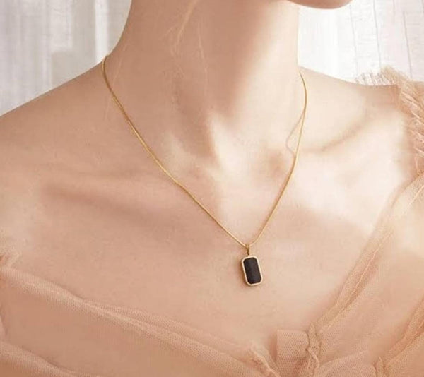 A-Crystal Gold-Plated Stainless Steel Necklace image 1