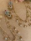 KASHMIRI STYLE PACHI KUNDAN KAAN CHAIN image 0