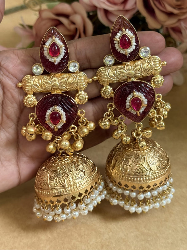 ROCKFELLER EMERALD KUNDAN JHUMKAS image 0