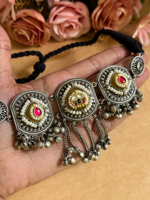 Pachi Kundan silver choker image 0
