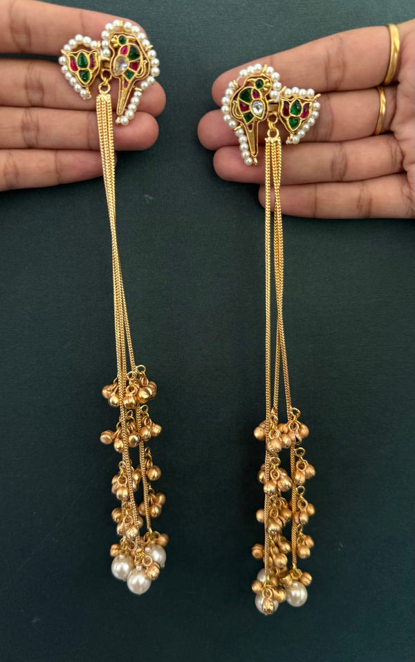 KASHMIRI PACHI KUNDAN EARINGS image 1