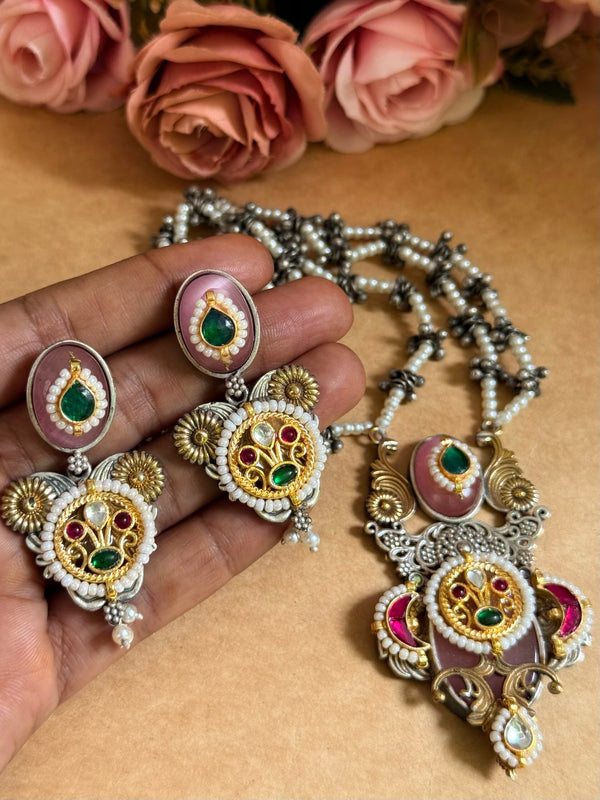 Moti Kundan long necklace image 1