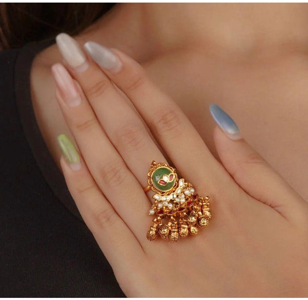 Adjustable pachi Kundan ring