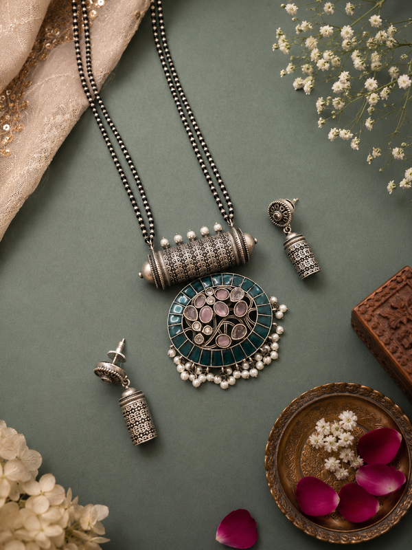 German silver long necklace