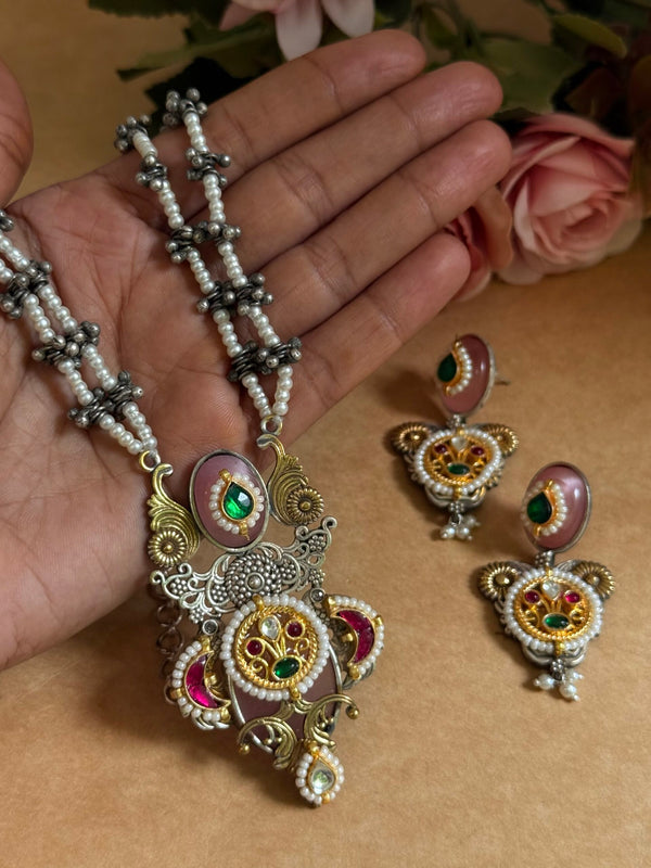 Moti Kundan long necklace image 0