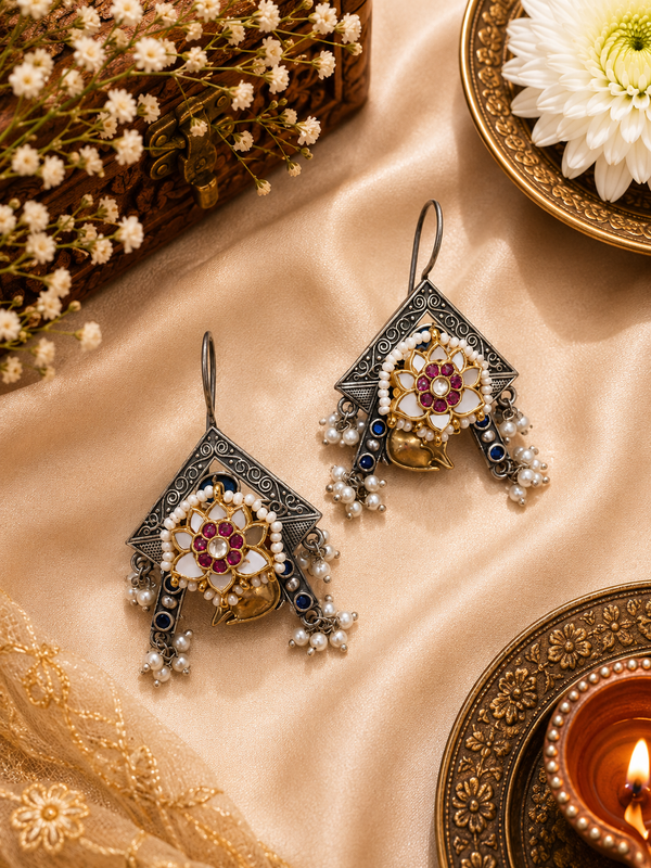 NairaPachi Kundan hoop earrings