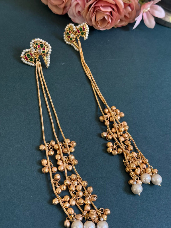KASHMIRI PACHI KUNDAN EARINGS image 0