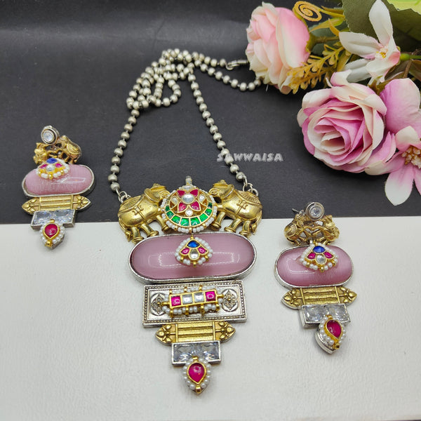 SAIYYAN LONG NECKLACE (GULABI) image 0
