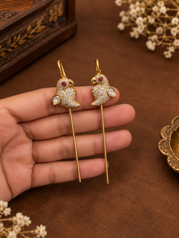 Bird needle ear cuff