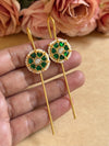 GREEN KUNDAN NEEDLE EARCUFF image 0