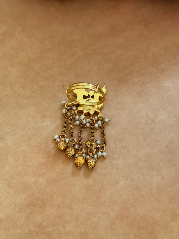 A-KUNDAN MOTI BIRD RING image 1