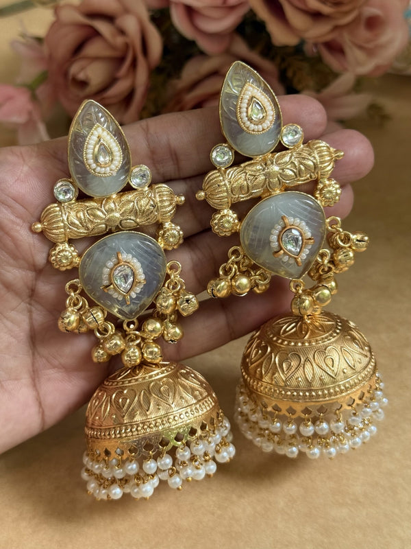 A-ROCKFELLER EMERALD KUNDAN JHUMKAS image 0