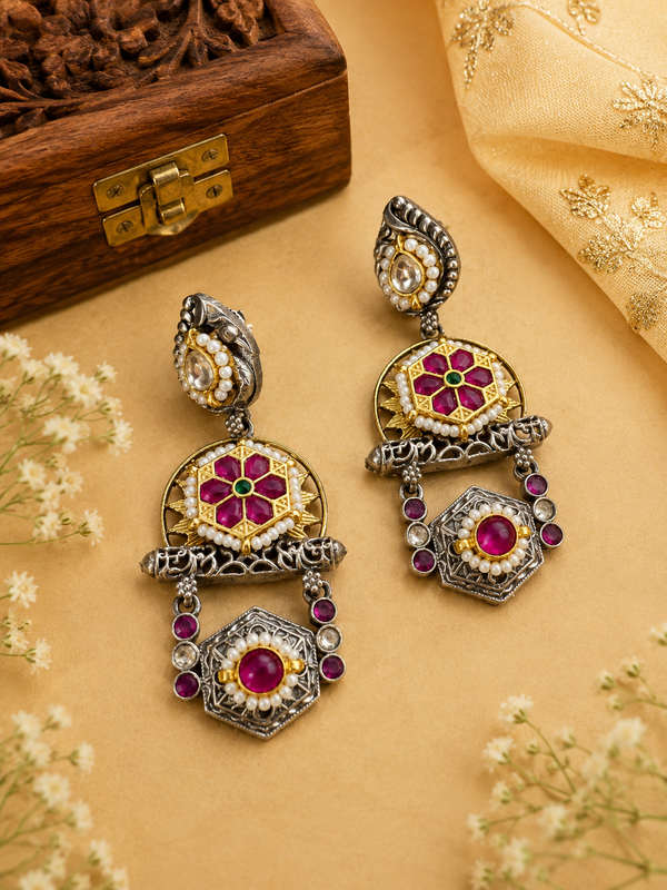 Lazmi Pachi Kundan earrings
