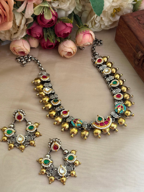 Pachi Kundan Kolhapur necklace