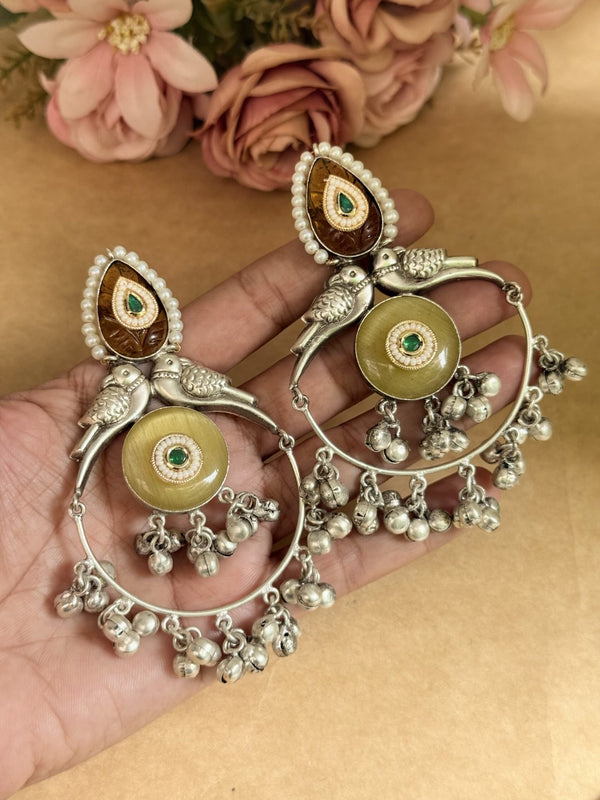 ILLUMINATE ETHNIC EMERALD STONE EARINGS image 0