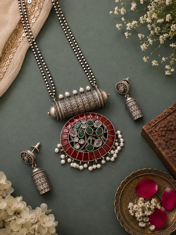 German silver long necklace
