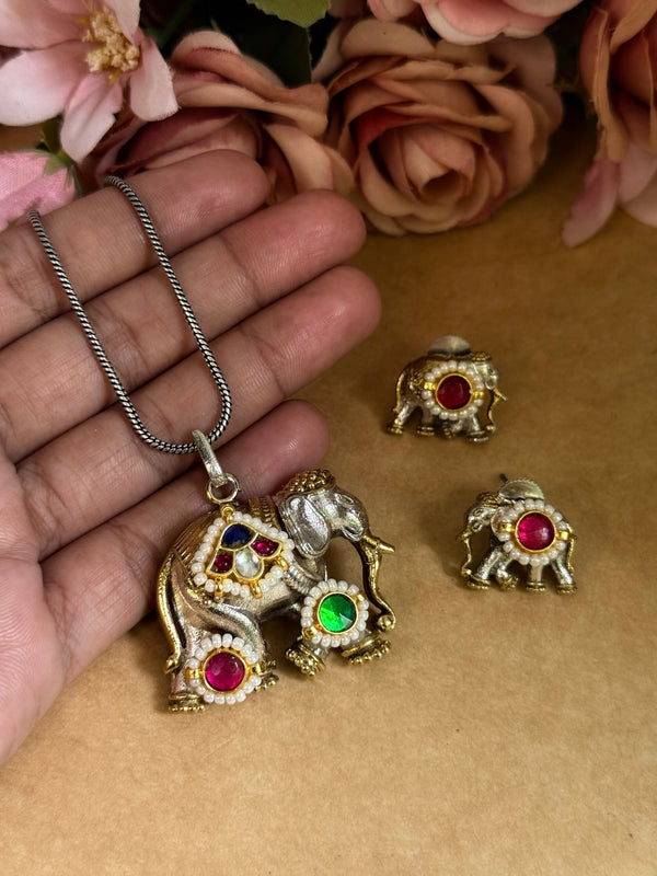Kundan Elephant long necklace image 0