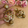 GOLDEN BRAHM PACHI KUNDAN EARINGS image 0