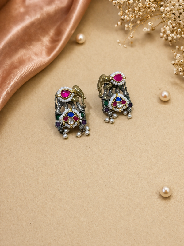 Kundan elephant earrings