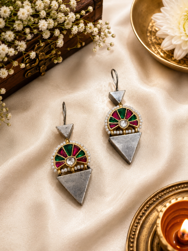 Pachi Kundan hoop earrings