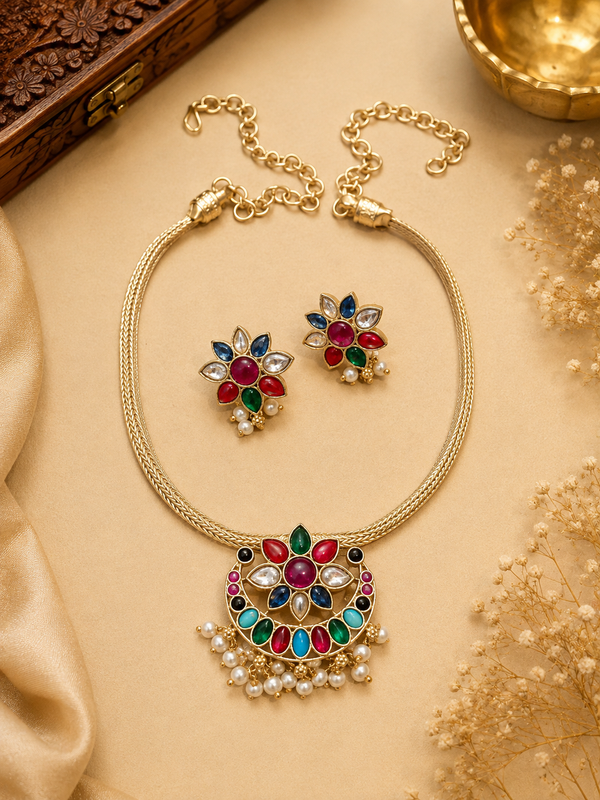 Satrangi Kundan Necklace