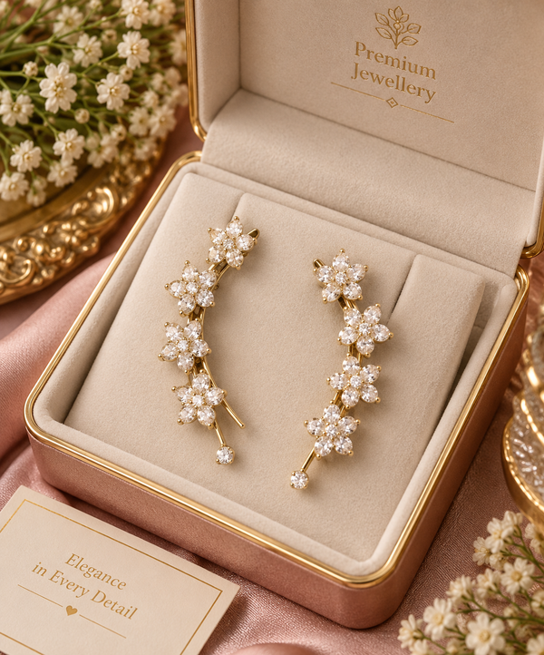 Flower climber ear cuff