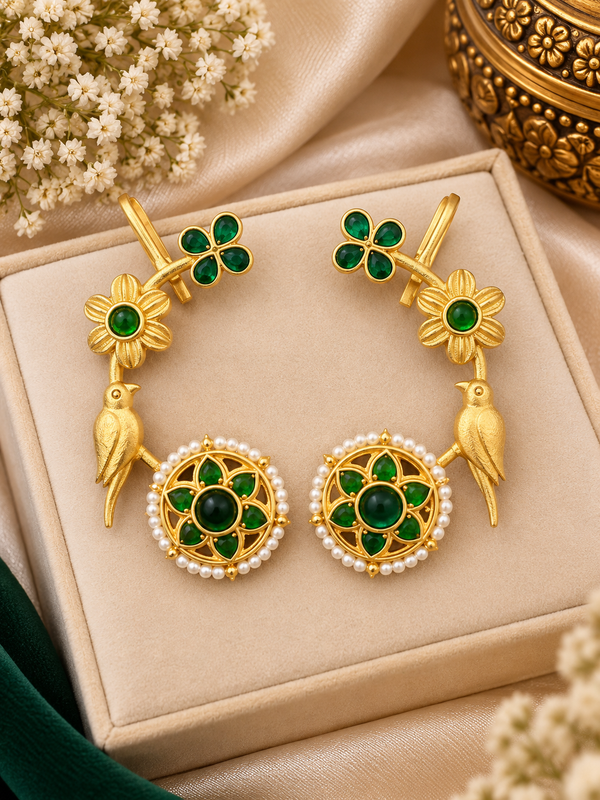Bird Kundan ear cuff