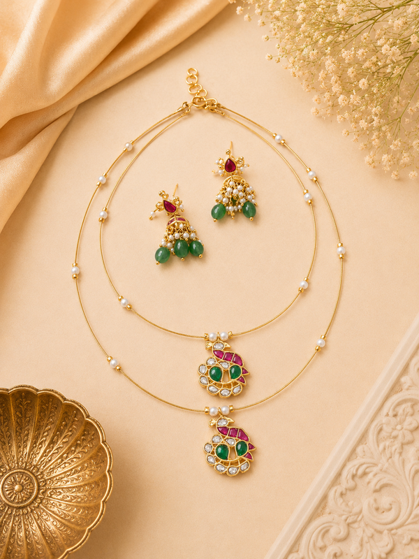 2liyer peacock invisible necklace