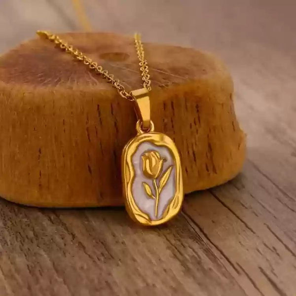 A-Flower Pendant Necklace for Women, Gold Plated Chain for Women, Pendant Necklace for Women and Girls, Flower Pendant Chain for Women and Girls image 1