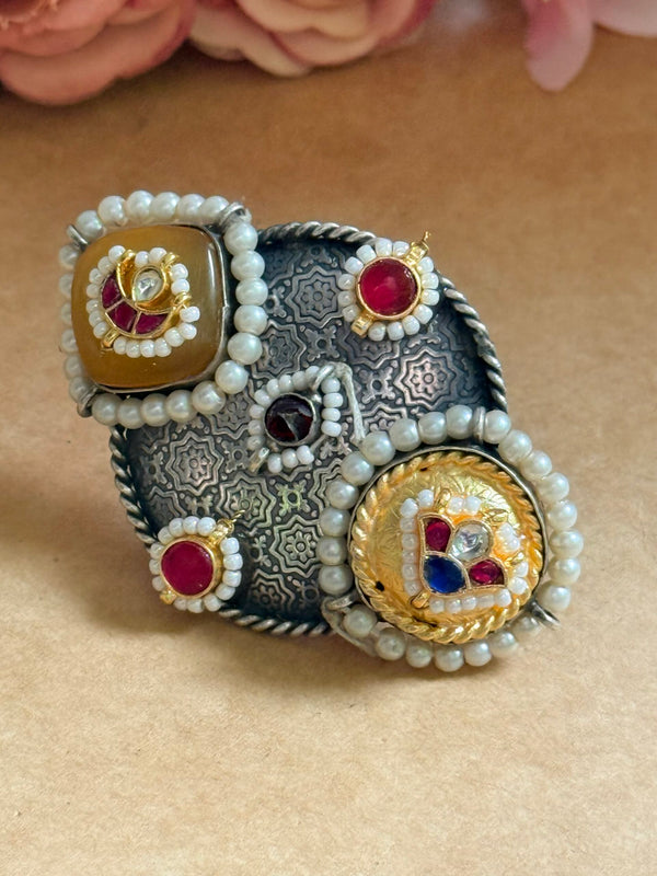 A-adjustable Kundan ring image 0