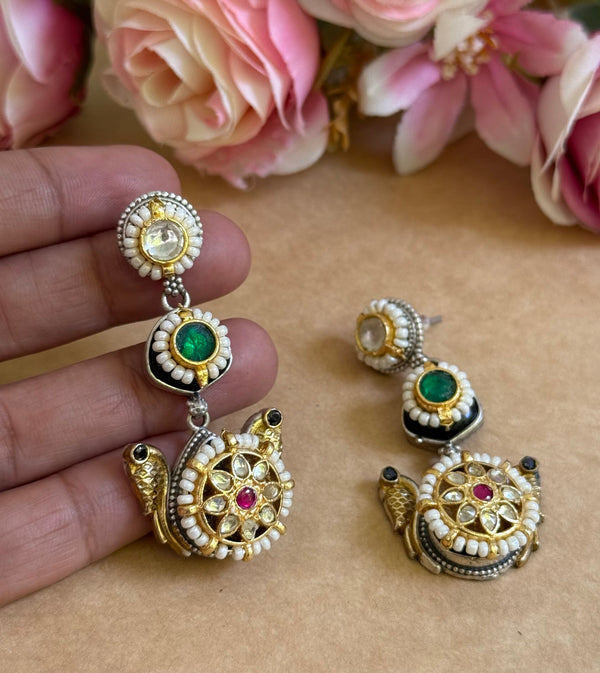 TEJ PAKSHI PACHI KUNDAN EARRINGS image 0