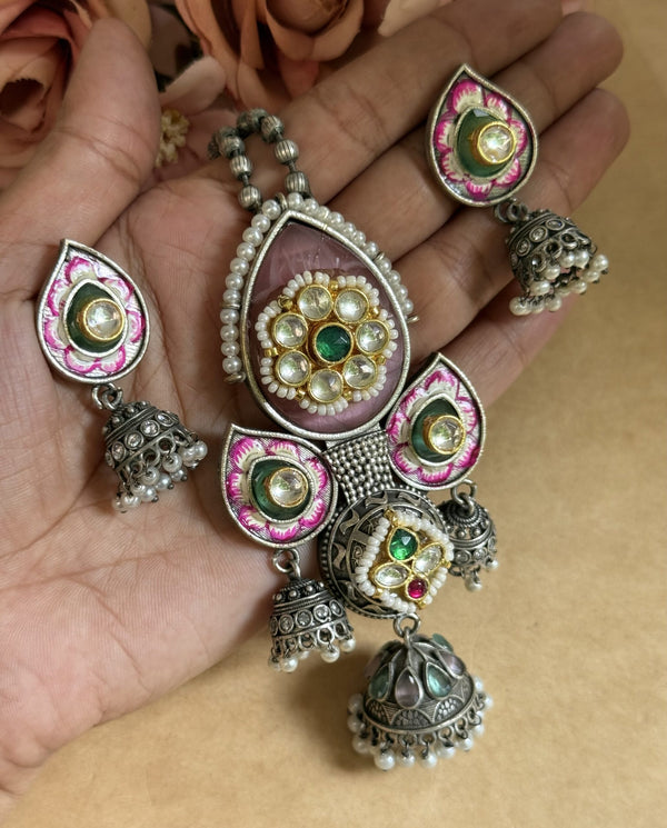 pink long necklace image 1