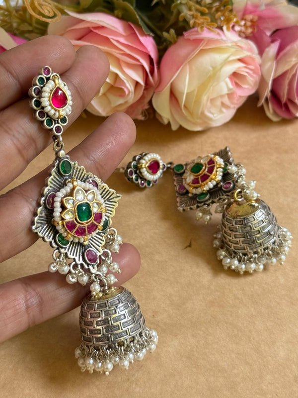 KUDRAT PACHI KUNDAN EARINGS image 1